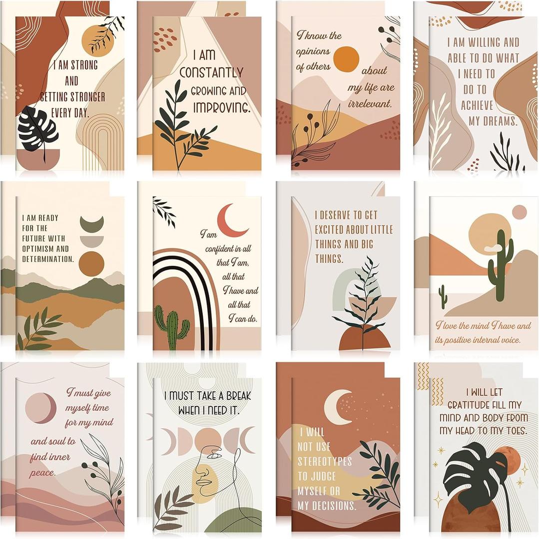 Tatuo 24 Pcs Positive Affirmation Notebooks Inspirational Notebook Small Motivational Encouragement Notepads Daily Affirmations Journal for Women Men Adult Party Favor Coworker(Rainbow)