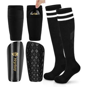 Hryrbay Kids Soccer Shin Guards Toddler Shin Pads with Sleeves and Socks for Age 3-16 Protective Lightweight Soccer Equipment Ideal for Playing Training Inspired by The World Cup