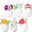 Mindsoft 6 Pcs Easter Egg Hanging Ornaments with Plastic Flowers 3.9 Inch Foam Easter Egg Ornaments for Tree Spring Ball Decorations for Basket Filler Stuffers Wreaths Craft Party Favors (Colorful)