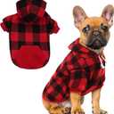 EXPAWLORER Plaid Dog Hoodie - British Style Warm Dog Sweater Shirt with Leash Hole,Pitbull Clothes Outfits,Winter Coat Apparel for All Breeds Puppy Girl Boy-Cat Apparel,Buffalo Check Medium