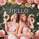 Happy New Year Backdrop Hello 2026 New Years Eve Photography Background for 2026 New Year Party Decoration Supplies (7x5FT210x150cm)
