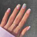 3 x 12packs(288Pcs) Press on Nails - OPkssnails French Tip Press on Nails Short Almond And Square Medium Nails,Reusable Press On Nails Kit with Nail Glue for Women