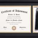 ELSKER&HOME 11x17 Diploma Frames with Tassel Holder for 8.5x11 Certificate Document Shadow Box, Matte Black Frame, Degree Double Mat, Black with Gold Rim