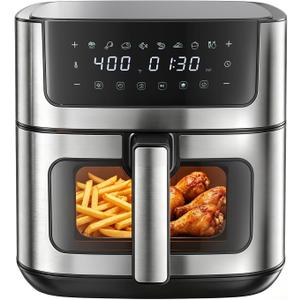DUMOS Air Fryer 6.34 Quarts, 8-in-1 Airfryer with Presets & Viewing Window, 12.99"x 10.83"x11.42"