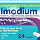 4 x Imodium Multi-Symptom Relief Caplets with Loperamide Hydrochloride & Simethicone, Anti-Diarrheal Medicine for Treatment of Diarrhea, Gas, Bloating, Cramps & Pressure, Easier to Open, 24 ct