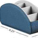 Leather Remote Control Holder,TV Remote Caddy with 5 Compartments,Desktop Organizer,for Store TV,DVD,Blu-Ray,Media Player,Heater Controllers(Blue)