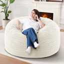 HABUTWAY 3FT Bean Bag Chair,Giant Bean Bag Chairs for Adults,Big Bean Bags with Memory Foam Filled, Large Beanbag Chairs with Chevron Plush Cover-White, 3FT-36"x36"x22"