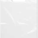 Purple Q Crafts Plastic Bag With Die Cut Handle Bag 12" x 15" White Plastic Merchandise Bags 100 Pack for Retail, Gifts, Trade Show