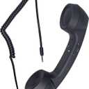 Retro Phone Handset, 3.5mm Jack Wire Cell Phone Receiver with Answer Button/Volume Keys, Handheld Old Telephone Headset for Mobile Phones/Cellphone/Smartphone (Black)