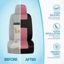 BDK PolyPro Car Seat Covers Full Set in Pink on Black, Front and Rear Split Bench Seat Covers for Cars, Easy to Install Car Seats Cover Set and Accessories for Auto Trucks Van SUV - Pink