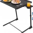 HUANUO TV Tray, Adjustable TV Tray Table - TV Dinner Tray on Bed & Sofa, Comfortable Folding TV Tray with 6 Height & 3 Tilt Angle Adjustments (Black)