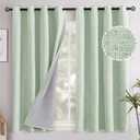 YoungsTex Sage Green Linen Blackout Curtains 45 Inch Length for Kitchen Window, Short Drapes with Grommet Thermal Insulated for Bedroom, 52 X 45 Inch, 2 Panels
