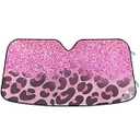 Pink Glitter Leopard Car Windshield Sun Shade for Front Spark Golden Love Sunshades Sun Visor Protector Blocks UV Rays Foldable Keep Your Vehicle Cool Universe for Car Truck SUV