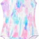 Domusgo Gymnastics Leotards for Girls 4t 5t Blue Purple Scrawl Sparkly One Piece Tumbling Outfits