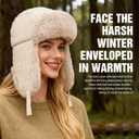 Winter Hat for Men Women Trapper Hat with Ear Flaps, Windproof Russian Trooper Hat for Cold Weather Hunting Skiing