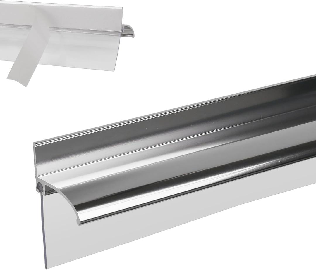 25” Framed Shower Door Drip Rail with Vinyl Sweep, Chrome Shower Door Bottom Water Deflector with Screws