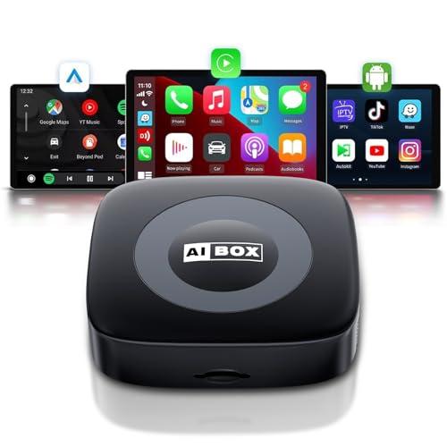 WhyBox Wireless Carplay Adapter with Net/Flix/YouTube Ai Box for iPhone & Android Auto Supports TF Card Plug & Play Car Play Video Entertainment Box Fits for OEM Wired CarPlay Cars
