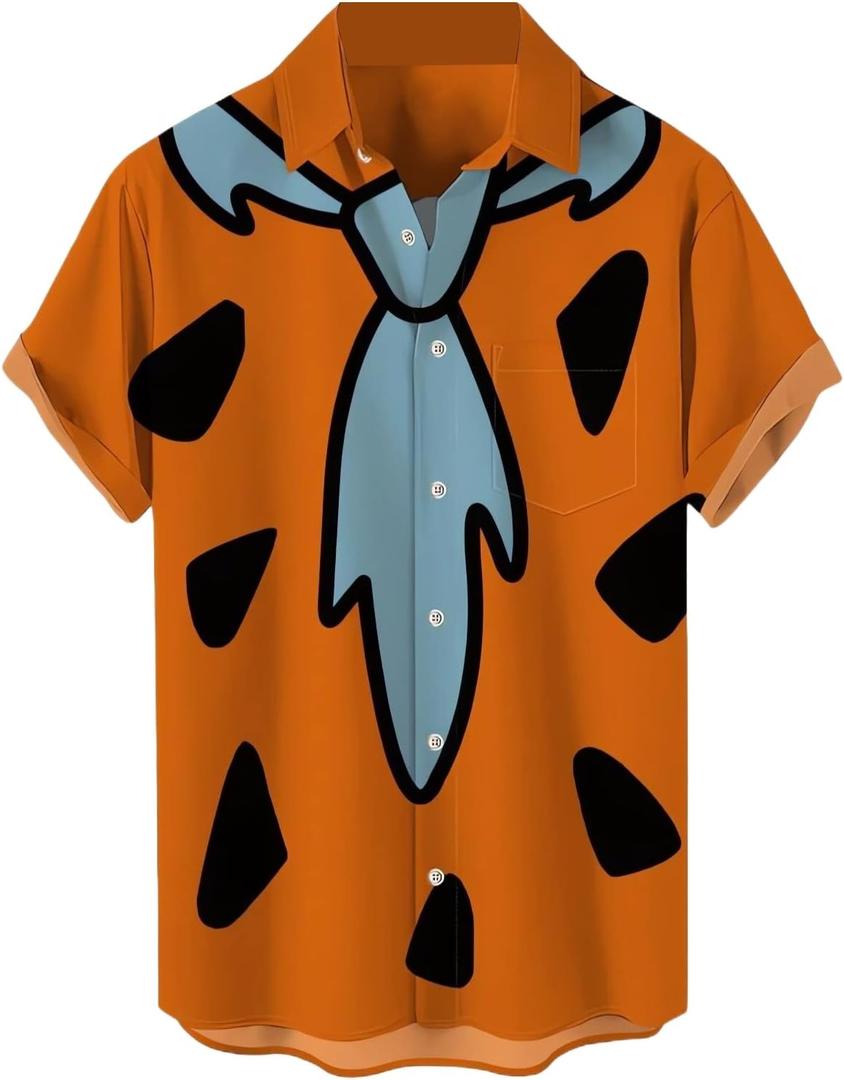 Hawaiian Bowling Shirts for Men Short Sleeve Printed Regular Fit Summer Beach Casual Button Down Aloha Shirts (3X-Large, Bowling Art Movie Orange)