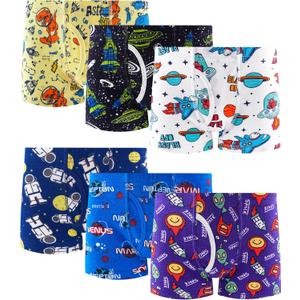 JAHSIYI Boys Underwear Size 10 Kids Cotton Boxer Briefs Young Boys' Seamless Boxers Cool Space Design Underpants
