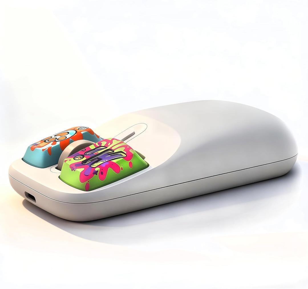Retro Mouse 2.4G & Bluetooth Mouses Connectivity, Lightweight Rechargeable Wireless Mouse 100h Battery Life with USB Receiver, PC/Mac - White