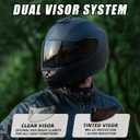 TRIANGLE Motorcycle Helmets Full Face Motorcycle Helmet for Men & Women with Tinted and Clear Visor Meet Dot Approved (Black, L)