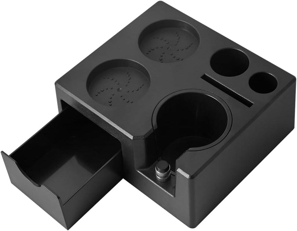 CAFEMASY Espresso Tamping Station Organizer - Espresso Machine Accessories Coffee Tamper Station Holder for 58mm 54mm 51mm Epsresso Portafilter Coffee Tools Organzier for Baristas (Black)