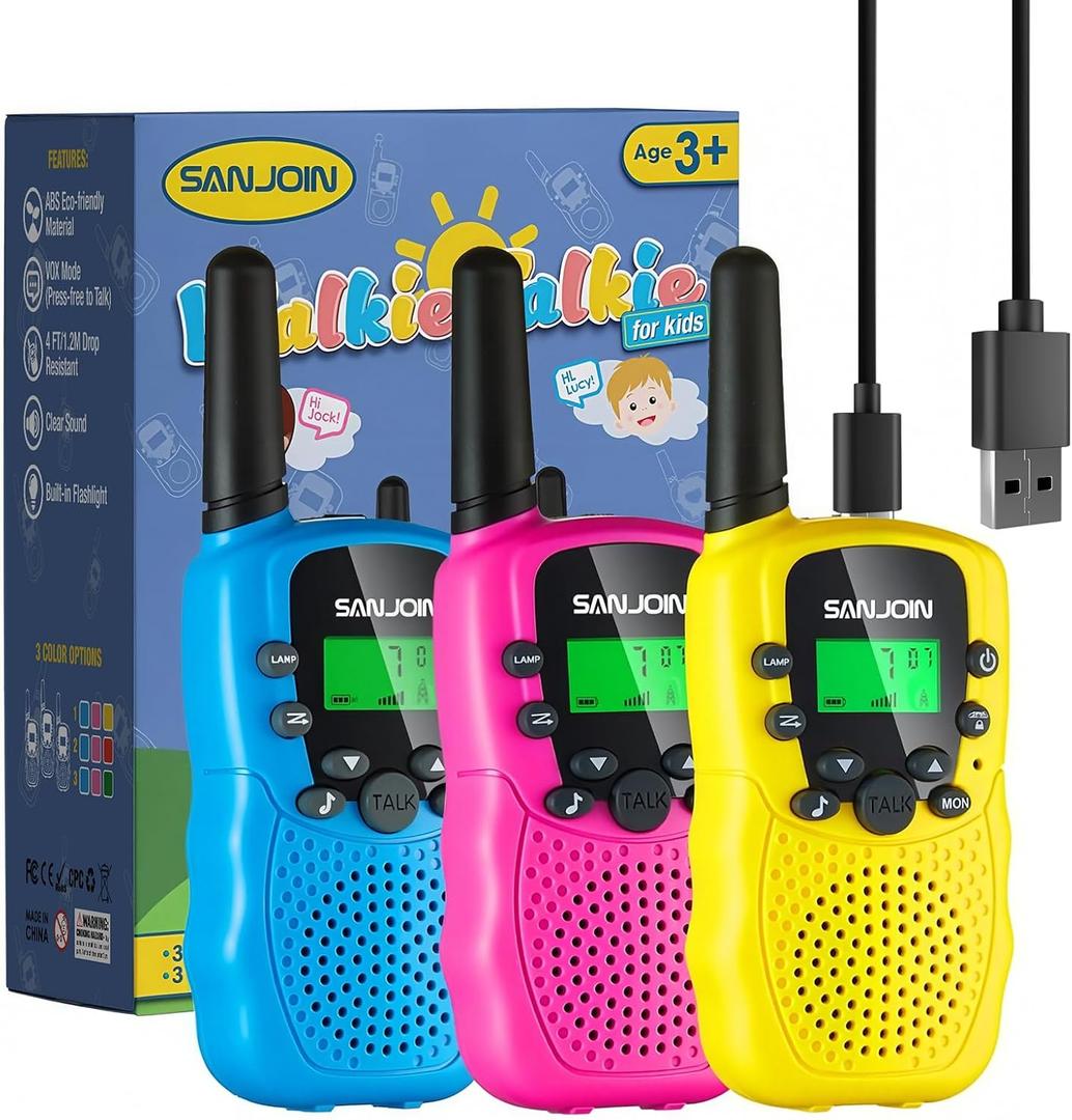 Walkie Talkies for Kids Rechargeable, 2000 mAH Last 3-4 Days 2 Way Radios Toys for 3-12 Year Old Boys Girls to Outside, Camping, Hiking Christmas Birthday Holiday Stocking Stuffers Presents