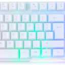 Orzly White Gaming Keyboard RGB USB Wired Rainbow Keyboard Designed for PC Gamers, PS4, PS5, Laptop, Xbox, Nintendo Switch, RX-250 Hornet Edition