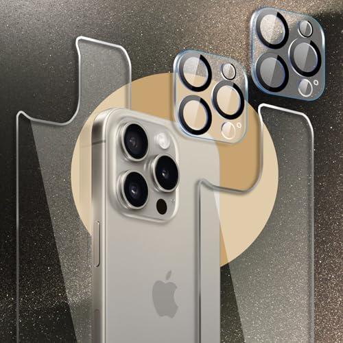 Malphiace for iPhone 15 Pro Max Back Glass Protector and Camera Lens Protector[2+2Pack], iPhone 15 Pro Max Back Screen Protector Rear Tempered Glass for 15 Pro Max (6.7 inch)