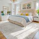 9x12 Washable Area Rug for Living Room Bedroom: Non-Slip Modern Beige White
