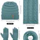 3 x Aneco Winter Warm Knitted Scarf Beanie Hat and Gloves Set Men & Women's Soft Stretch Hat Scarf and Mitten Set (Mint)