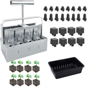 Soil Blocker with A Seedling Tray 8 Cell 2 Inch Soil Block Maker Handheld Block Maker with 3 Sizes Seed Pins Garden Blocking Tools for Seedings, Cuttings, Greenhouses (EXP 02/04/26)