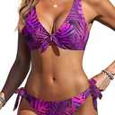 Aqua Eve Women Bikini Set - Two Piece Swimsuit Low Rise Bathing Suit Knot Tie Bikini, Large