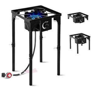 Outdoor Camping Stove, 130000 BTU, High Pressure Single Burner, Propane Gas Cooker with Detachable Legs, 30 PSI Regulator