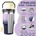 20oz Tumbler with Handle and Flip Straw Lid Double Wall Insulated Travel Coffee Mug Stainless Steel Vacuum Coffee Tumbler Cup for Hot and Cold Drinks Leak-proof&BPA-free20oz,Light purple Navy blue