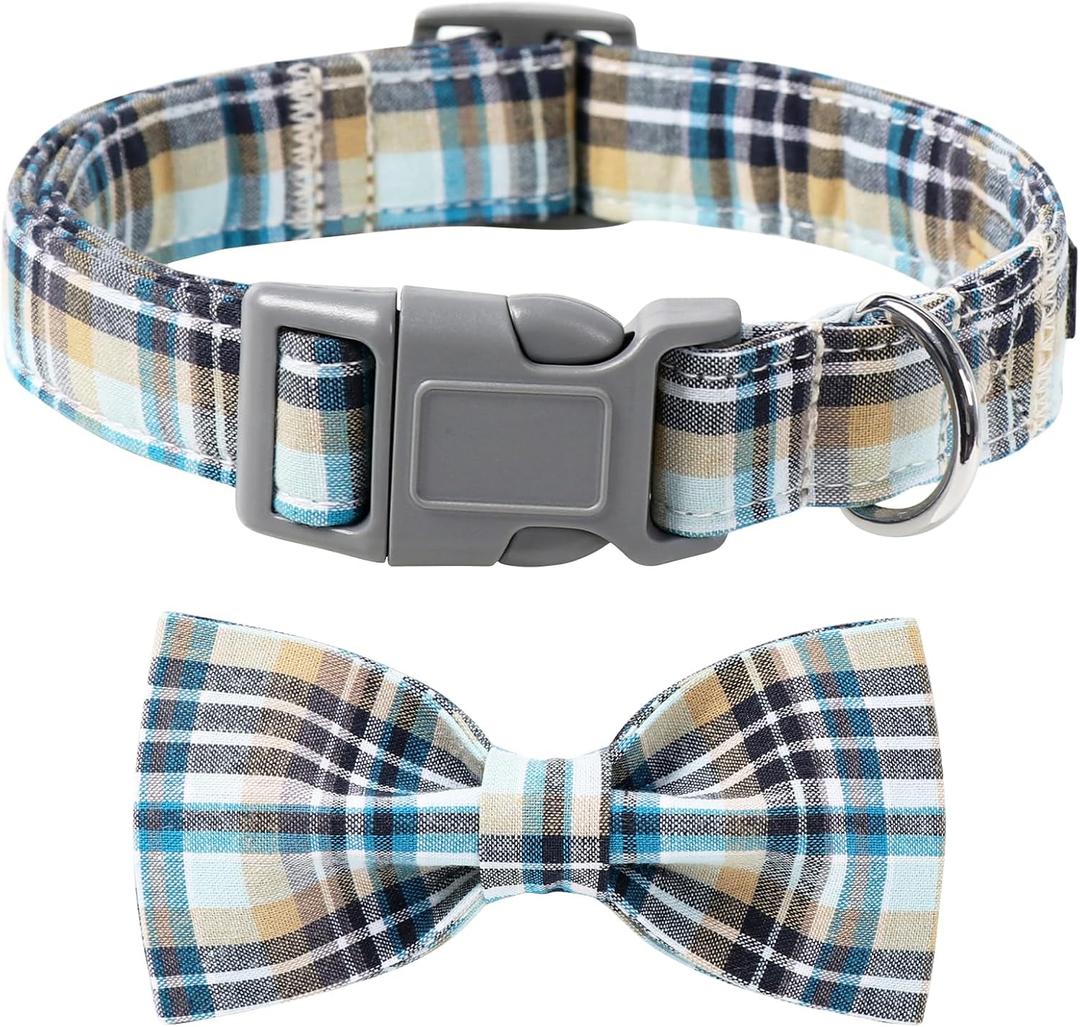 Lionet Paws Dog and Cat Collar with Bowtie Grid Collar Plastic Buckle Light Adjustable Collars for Small Medium Large Dogs, Size: X-Small (Pack of 1)