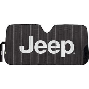 Plasticolor 003859W01 Jeep Black Matte Finish Front Windshield Sunshade for Car Truck SUV