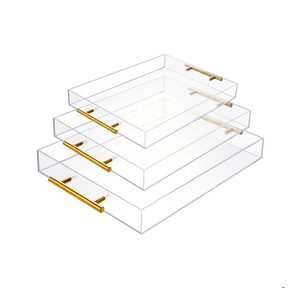 3 Pack Clear Acrylic Serving Tray with Gold Handles Serving Tray Spill Proof Acrylic Bathroom Decorative Tray Organizer for Coffee Table Countertop Appetizer Breakfast Vanity
50+ bought in past month