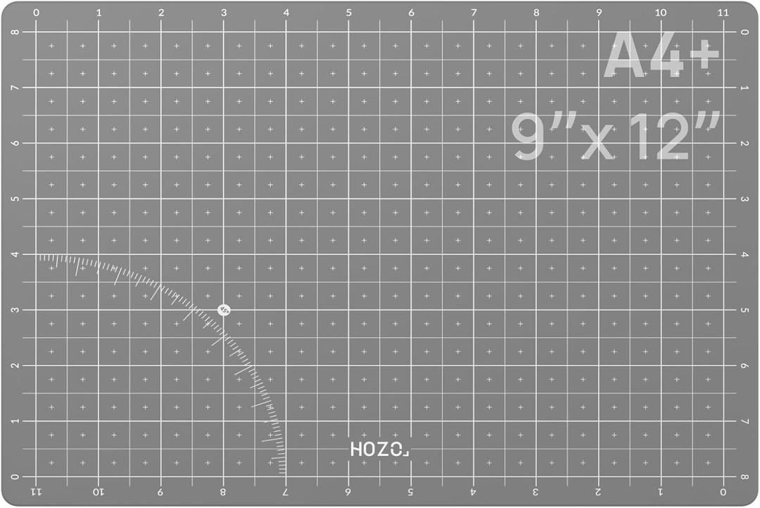 HOZO NanoTech Cutting Mat for Ultrasonic Cutter, 9" x 12" Self-Healing Cutting Mat, Glue-Free Eco Design, Heat-Resistant, Metric & Imperial Scales, Durable for Craft, DIY, 3D Printing & Model Making