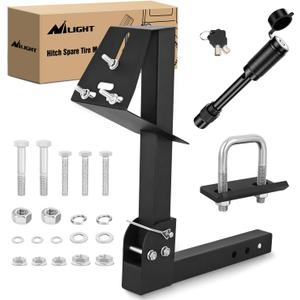 Nilight Trailer Hitch Spare Tire Carrier Adjustable Hitch Spare Tire Mount for Truck SUV ATV UTV for 2 Inch Receiver Fits 4 & 5 & 6 Lugs Trailer Wheels