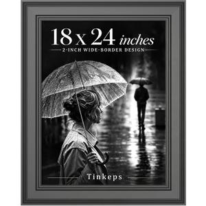 18x24 Poster Frame Black, 2-Inch Wide Border Frame for Wall Decor