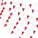 100 Feet Red & White Pennant Banner Flags String Hanging Red & White DIY Triangle Bunting Flags,Party Decorations for Grand Opening,Party Events Celebration,Kids Birthday,60 Pcs