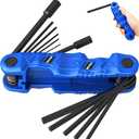 12-Piece Large Folding Hex Key Set Metric (1.5-12mm), Heavy Duty Allen Wrench Set, Portable Tool for Archery, Bike Repair, Furniture, and Basic Home Maintenance (Blue)