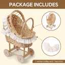 Vintage Wicker Baby Carriage Centerpiece with White Lace Trim