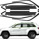 Side Window Chrome Delete Vinyl Wrap Overlay fit for 2011-2021 Jeep Grand Cherokee with Blackout Film Gloss Black Kits Accessories