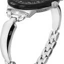 Miimall Band for Google Pixel Watch 4 3 2 1 41mm for Women, No Gap, Adjustable, Zinc Alloy Metal Shiny Bracelet Rhinestone Diamond Wristband Dressy Replacement Slim Strap for Pixel Watch 4 3 2 1 41mm (Silver)