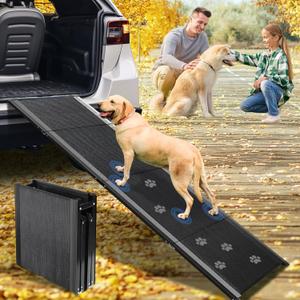 Dog Ramp, Folding Dog Ramp for Car Extra Wide 63''x20'', Dog Car Ramp with Non-Slip Surface, Outdoor Pet Ramp for Large Dogs to Get on Car Truck SUV Van Up to 250LBS, Car Ramp for Dogs