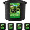Land Guard 4-Pack Fabric Grow Bags 20 Gallon, Thickened Nonwoven Garden Pots, Growing Bags with Handles, Black