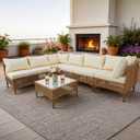 14 Piece Outdoor Cushion Covers Replacement, Waterproof Patio Couch Cushion Covers, Outdoor Furniture Sofa Covers with Zippers, Cover Only(14Pcs-Beige, 24 * 24 * 3.15-inch)