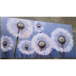 Dandelion Painting Wall Art Canvas Print Picture for Living Room Large White Flower Flora Home Bedroom Decoration Modern Framed Artwork Decor 30x60 inches Black Framed